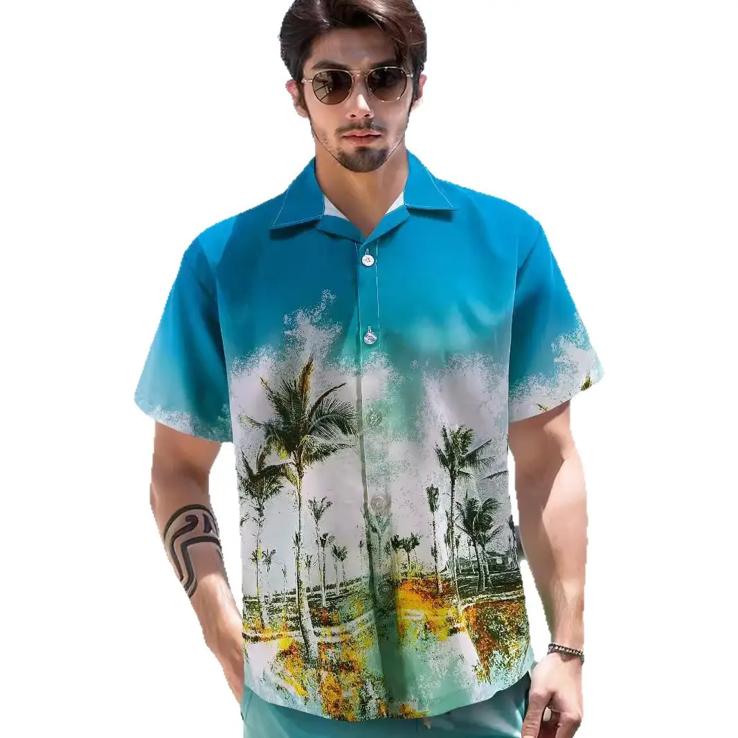 Men Palm Leaf Print Shirt Small Batch 2025 - Image 17