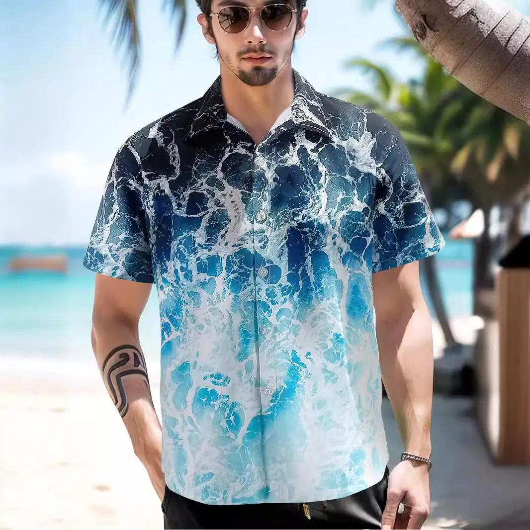 Men Palm Leaf Print Shirt Small Batch 2025 - Image 10