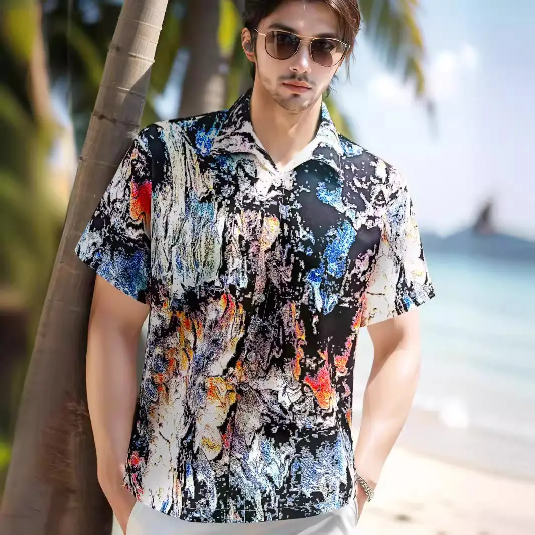 Men Palm Leaf Print Shirt Small Batch 2025 - Image 11