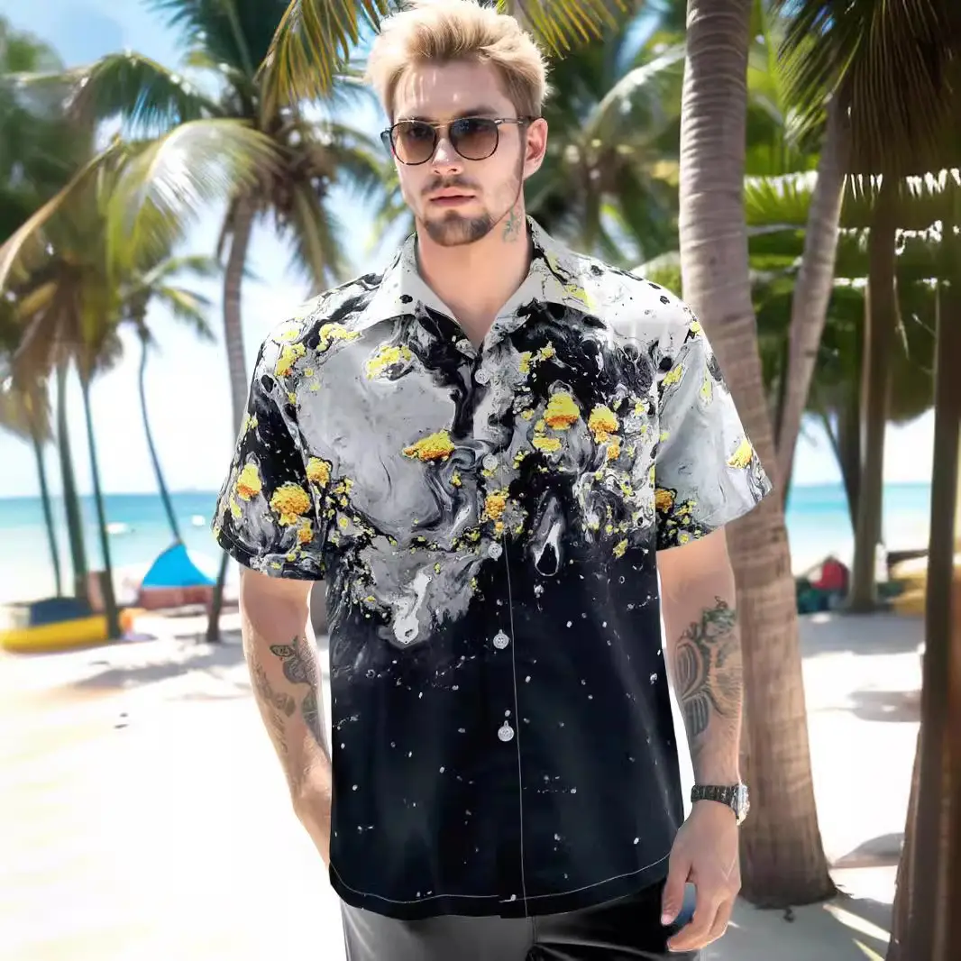Men Palm Leaf Print Shirt Small Batch 2025 - Image 7