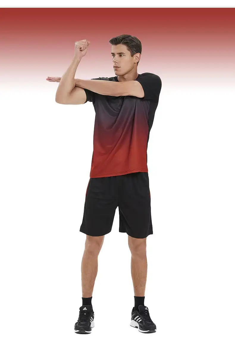 Men Ice Silk Sportswear Set Black Gradient Quick Dry — feature 10