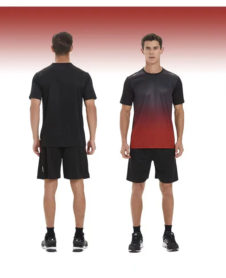 Men Ice Silk Sportswear Set Black Gradient Quick Dry — feature 11