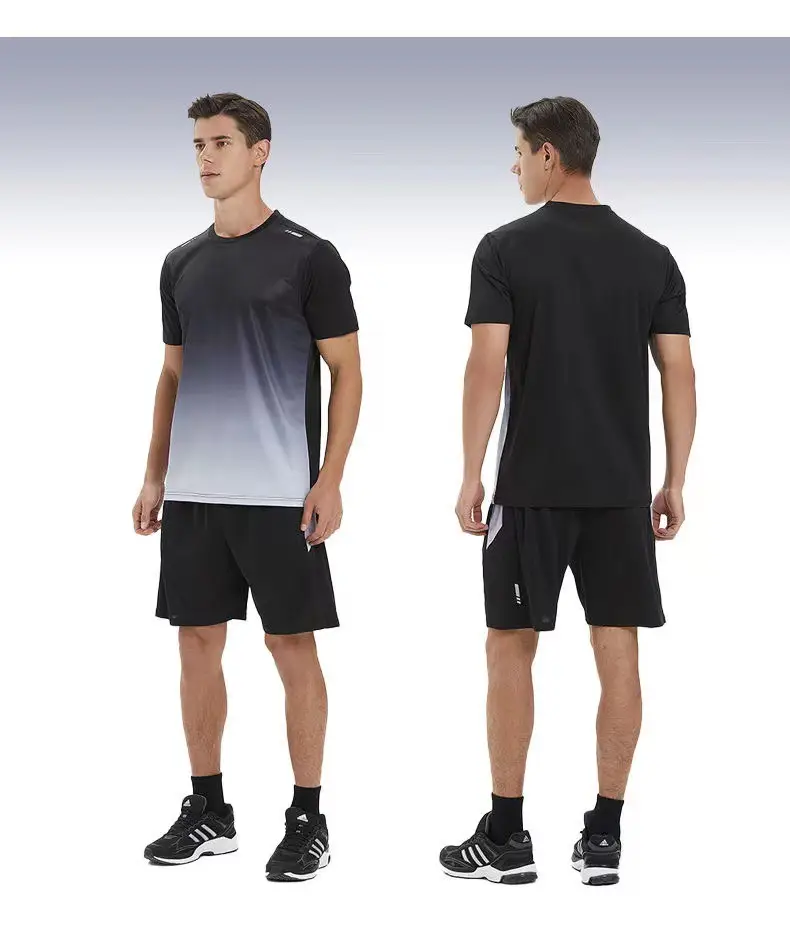Men Ice Silk Sportswear Set Black Gradient Quick Dry — feature 22