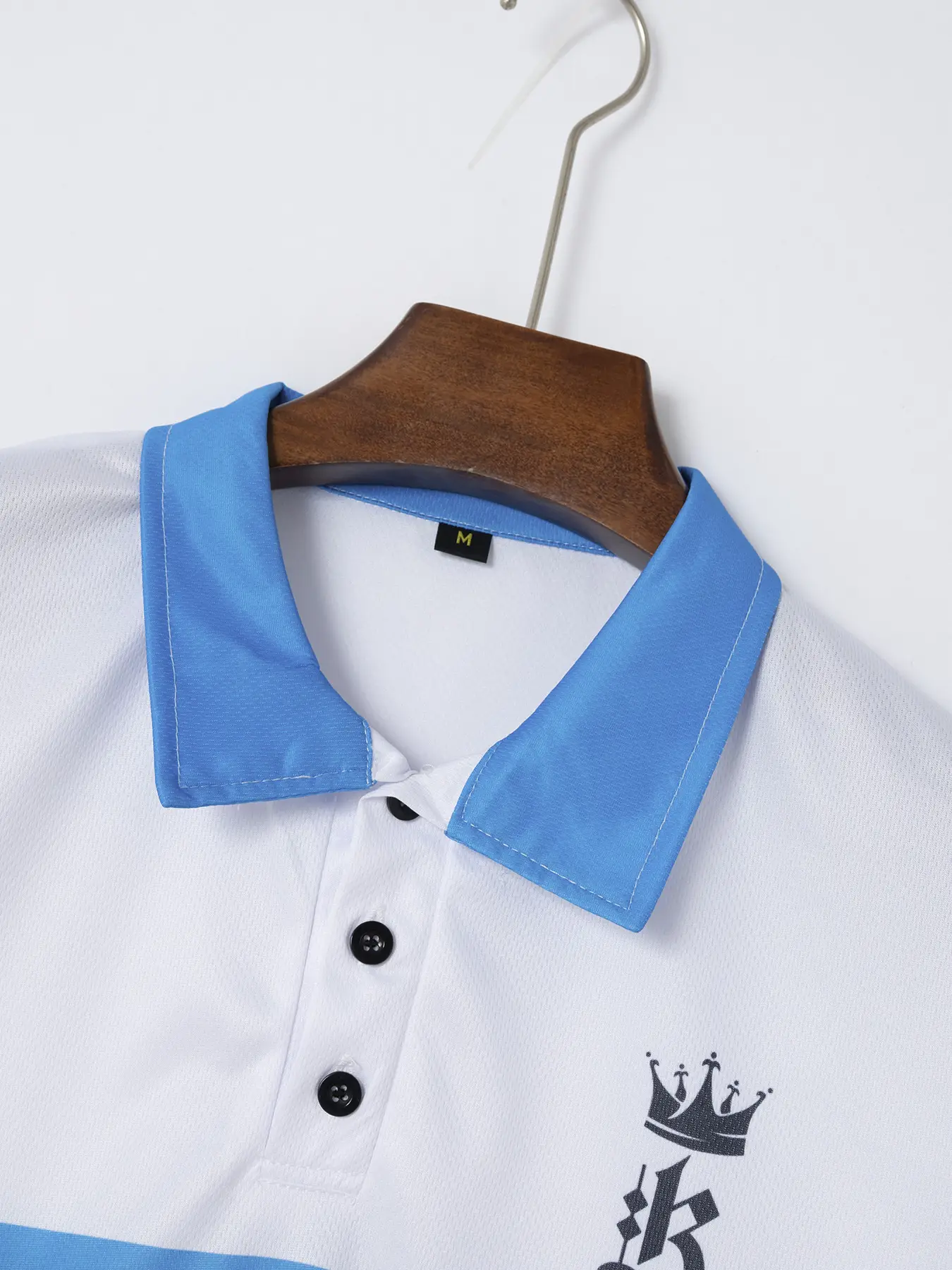 Men's 2026 Printed Polo Shirt White Black Blue — feature 10