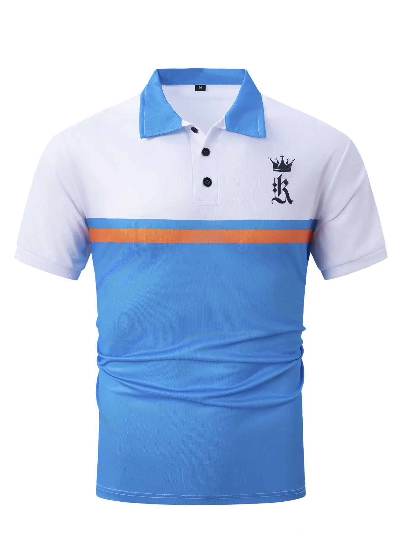 Men's 2026 Printed Polo Shirt White Black Blue — feature 8