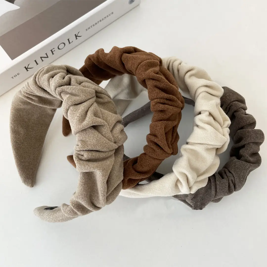 South Korea Pleated Hair Pressing Headband Solid Color - Image 4