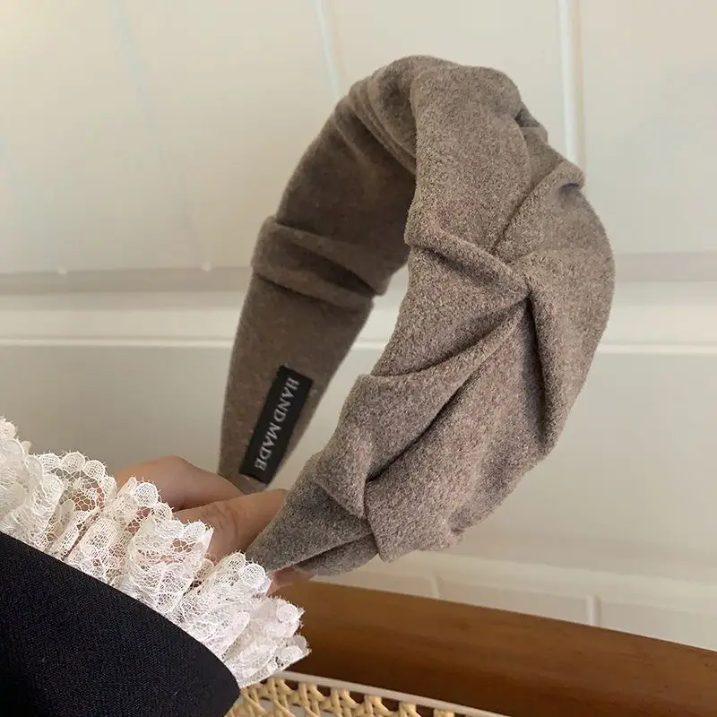 South Korea Pleated Hair Pressing Headband Solid Color - Image 2