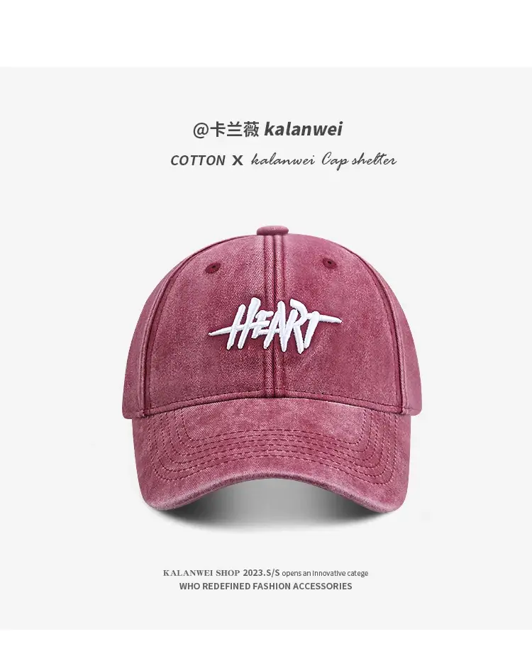 Women Heart Embroidered Maroon Baseball Cap — feature 19