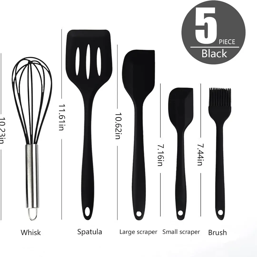 Silicone baking 5-piece silicone spatula scraper oil brush egg beater kitchenware 5 pieces suit baking tools suit