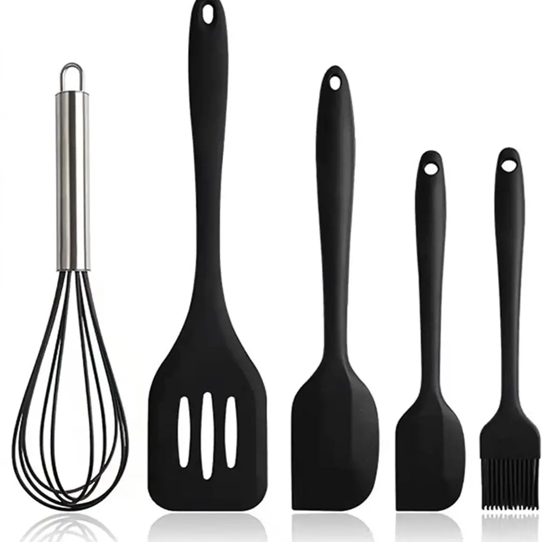 Silicone baking 5-piece silicone spatula scraper oil brush egg beater kitchenware 5 pieces suit baking tools suit