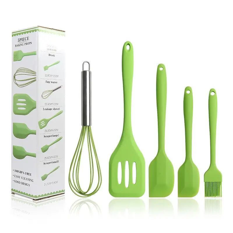 Silicone baking 5-piece silicone spatula scraper oil brush egg beater kitchenware 5 pieces suit baking tools suit