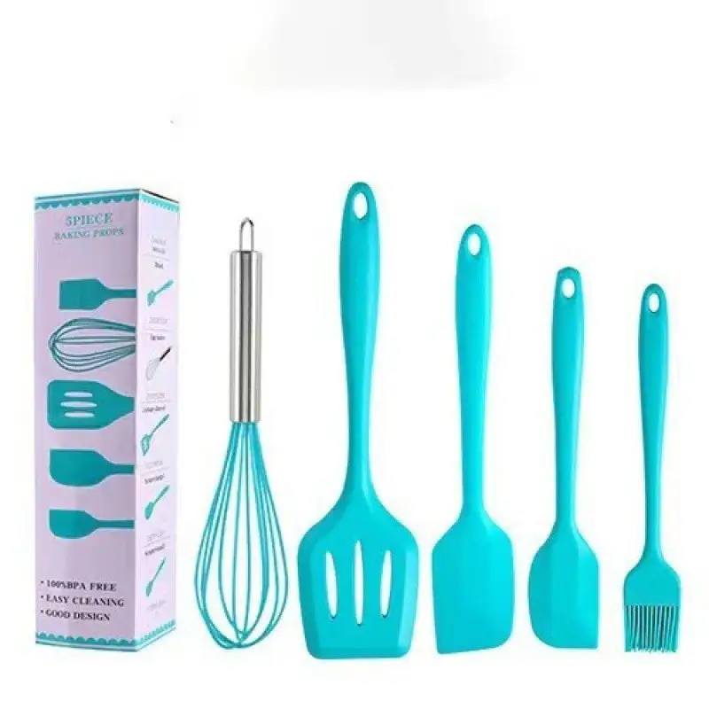 Silicone baking 5-piece silicone spatula scraper oil brush egg beater kitchenware 5 pieces suit baking tools suit