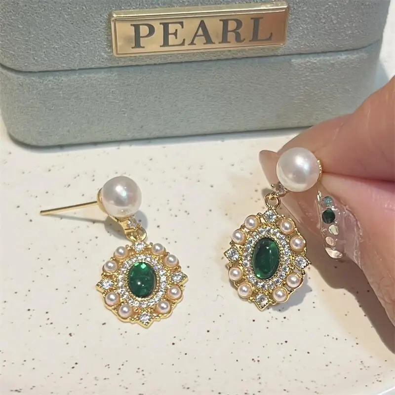 Yuhe Pearl Emerald Earrings French Retro Elegant High-class Elegant Earrings — feature 6