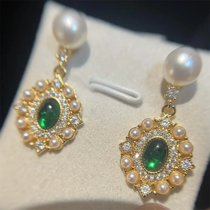Yuhe Pearl Emerald Earrings French Retro Elegant High-class Elegant Earrings — feature 7