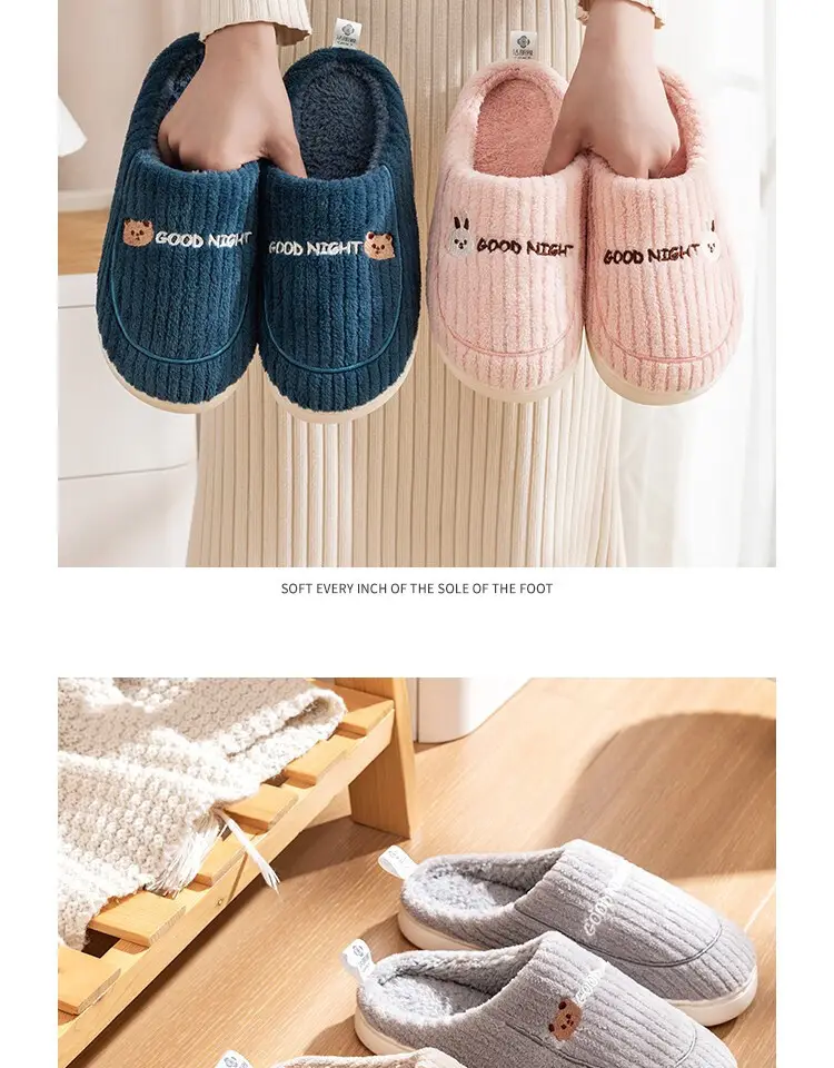 Jialiya Cotton Slippers for Women, Winter Indoor Home Couple Slippers, Warm, Non-Slip, Plush, Soft-Feeling Cotton Slippers for Men — feature 24