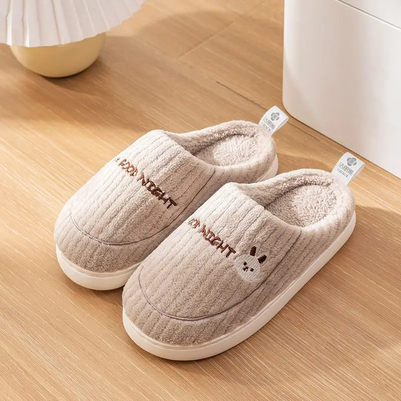 Jialiya Cotton Slippers for Women, Winter Indoor Home Couple Slippers, Warm, Non-Slip, Plush, Soft-Feeling Cotton Slippers for Men - Image 2