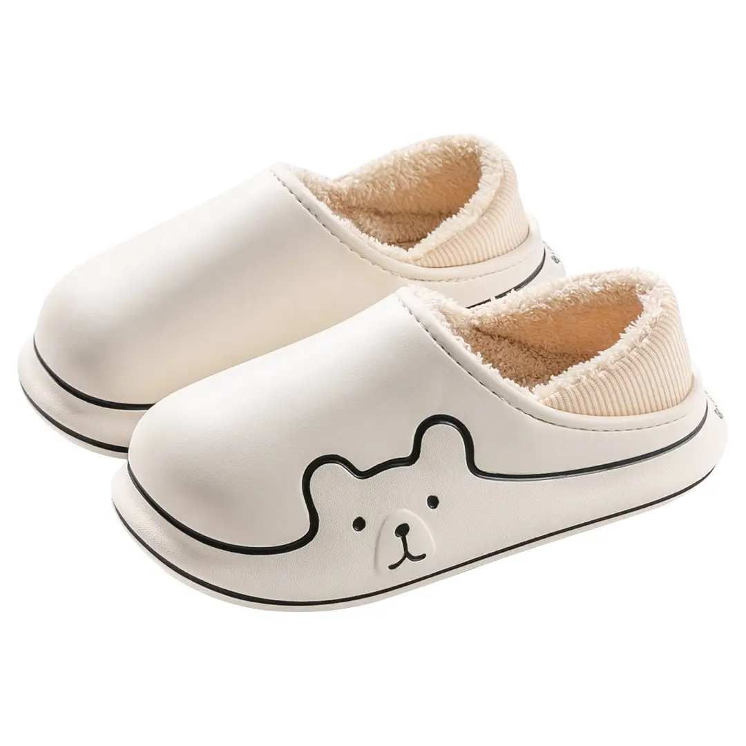 Waterproof Cotton Slippers for Women, Autumn and Winter Indoor Home Thick-Soled Fleece-Lined Warm Closed-Back Cotton Shoes for Men, Cartoon Non-Slip - Image 10