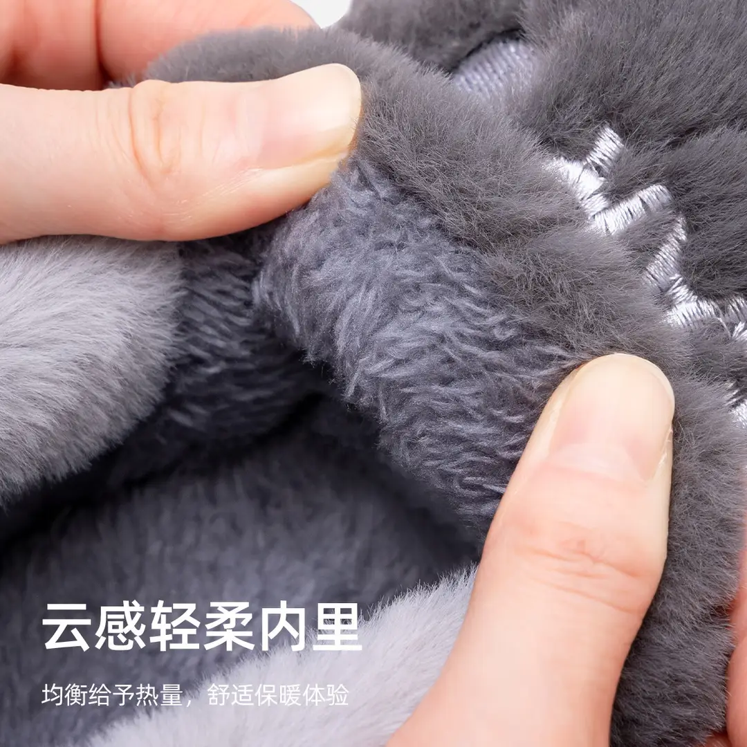 Jie Liya Men's Cotton Slippers with Heel Cover for Autumn and Winter, Indoor Home Warm Plush Thickened Cotton Shoes, Women's Winter Non-Slip Shoes - Image 4