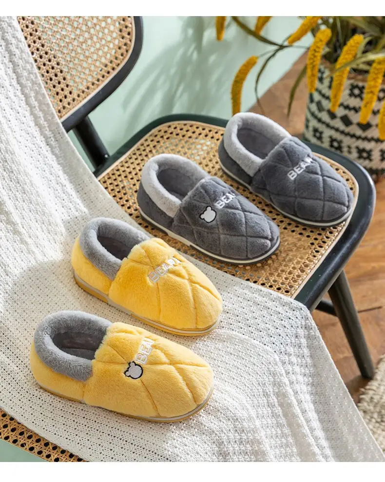 Jie Liya Men's Cotton Slippers with Heel Cover for Autumn and Winter, Indoor Home Warm Plush Thickened Cotton Shoes, Women's Winter Non-Slip Shoes — feature 21