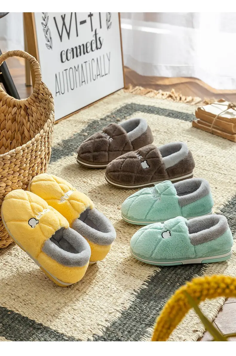 Jie Liya Men's Cotton Slippers with Heel Cover for Autumn and Winter, Indoor Home Warm Plush Thickened Cotton Shoes, Women's Winter Non-Slip Shoes — feature 24