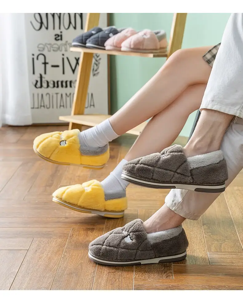 Jie Liya Men's Cotton Slippers with Heel Cover for Autumn and Winter, Indoor Home Warm Plush Thickened Cotton Shoes, Women's Winter Non-Slip Shoes — feature 7