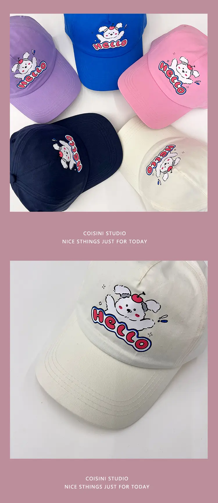 Pink Coisyini Puppy Baseball Cap for Girls — feature 15