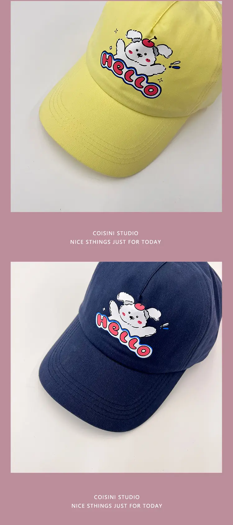 Pink Coisyini Puppy Baseball Cap for Girls — feature 17