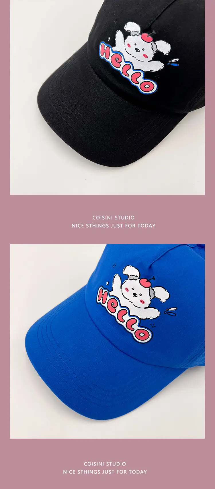 Pink Coisyini Puppy Baseball Cap for Girls — feature 18