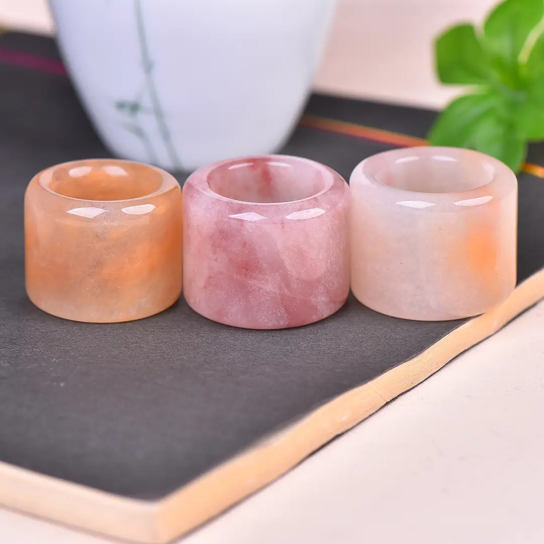 22mm Gold Plated Jade Ring for Men Women - Image 4