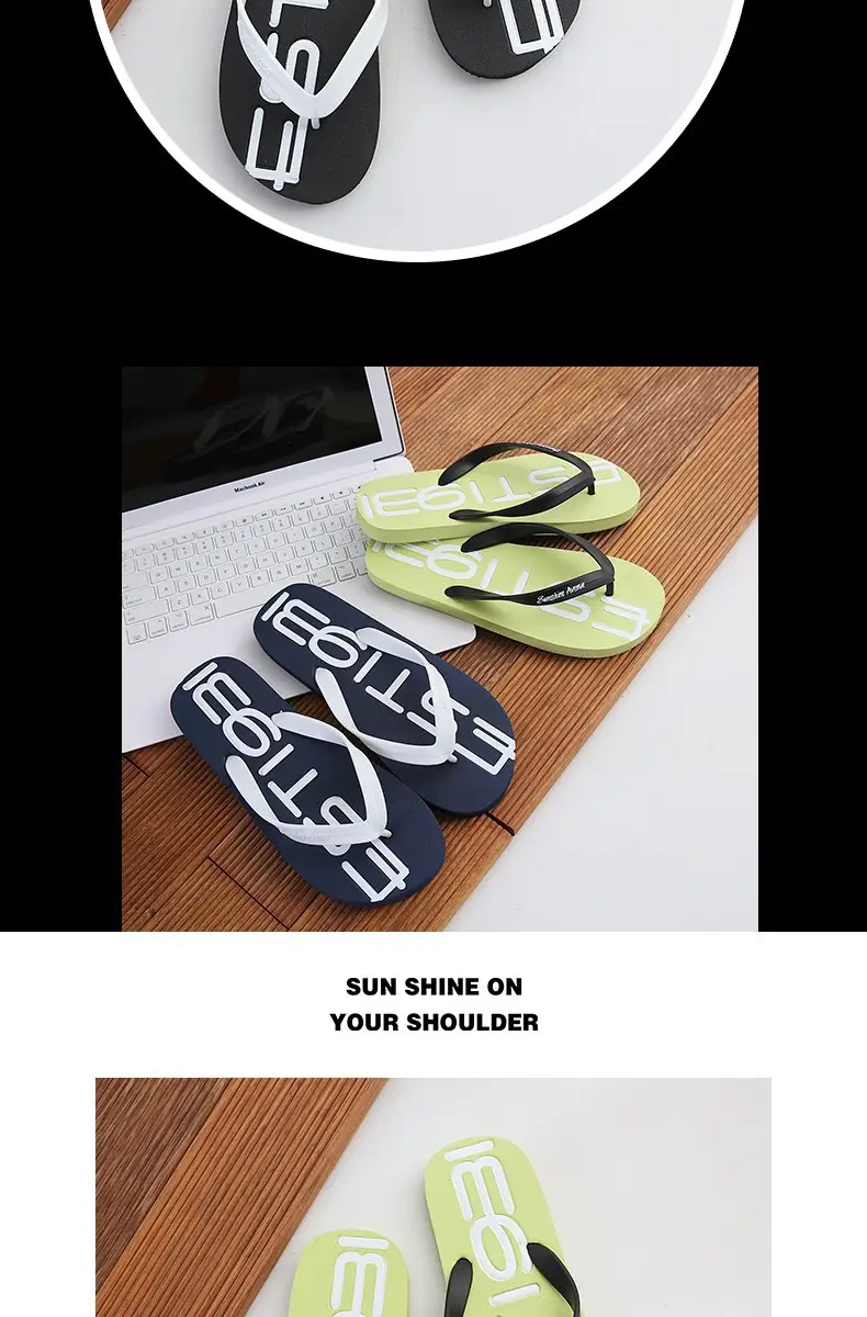 Men's Flip-Flops, Summer Non-Slip Slippers, Men's Personalized Korean Style Couple's Beach Shoes, Outdoor Sandals, Trendy Style — feature 10