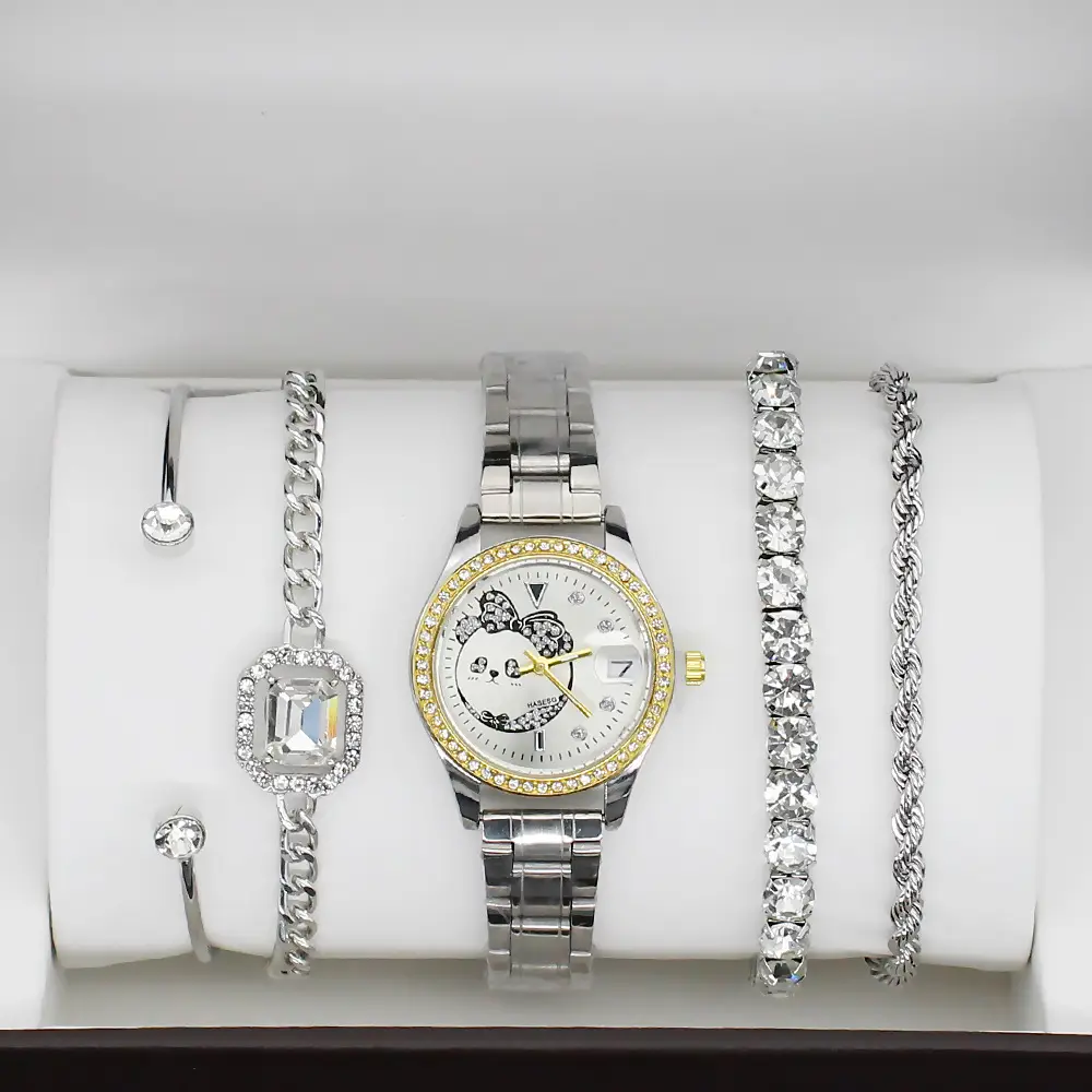 Gold Women's Diamond Watch with 4 Bracelet — feature 10