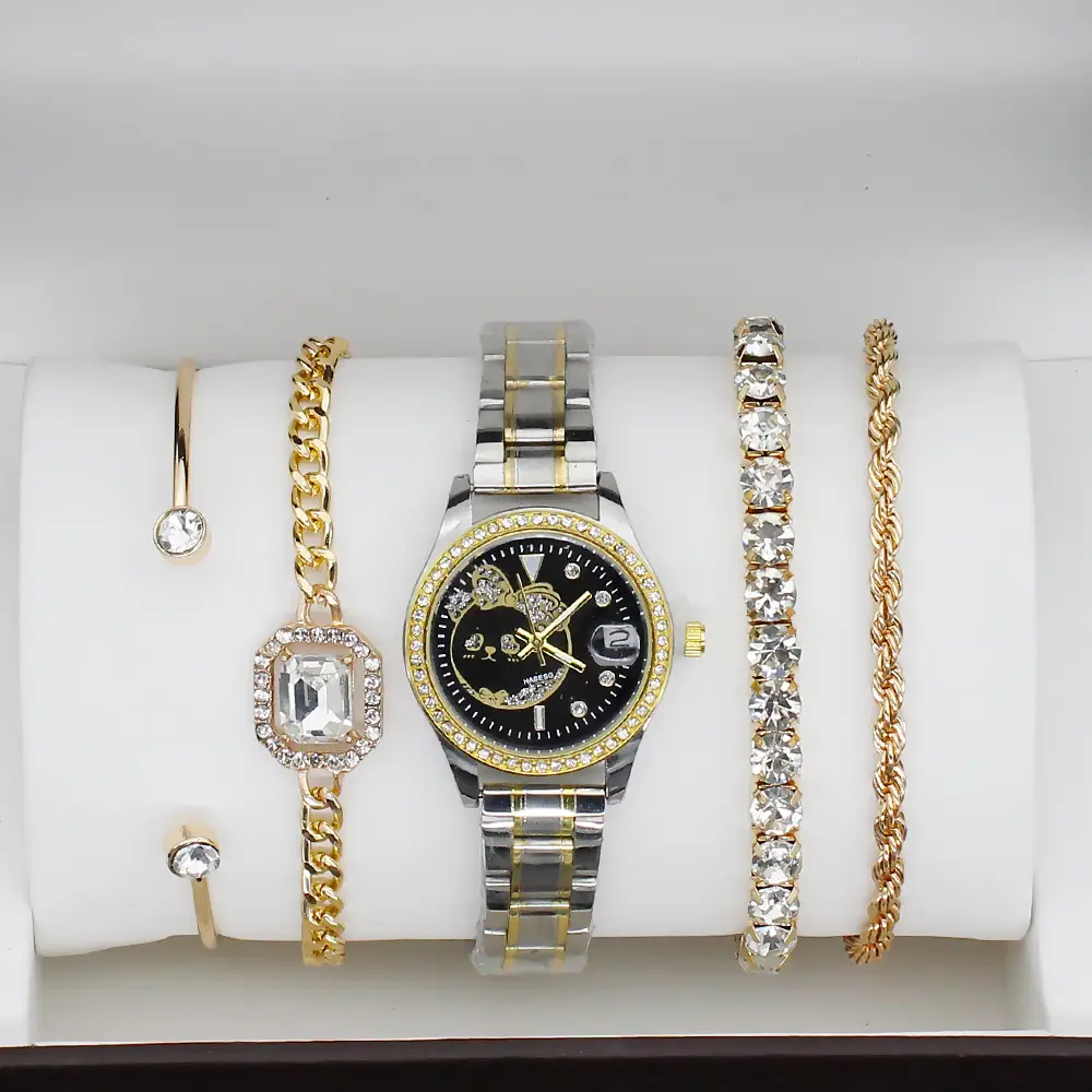 Gold Women's Diamond Watch with 4 Bracelet — feature 11