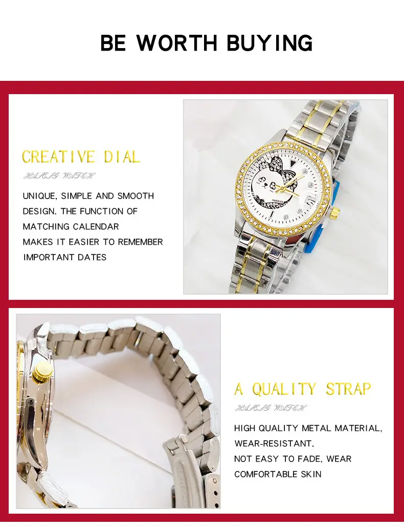 Gold Women's Diamond Watch with 4 Bracelet — feature 15