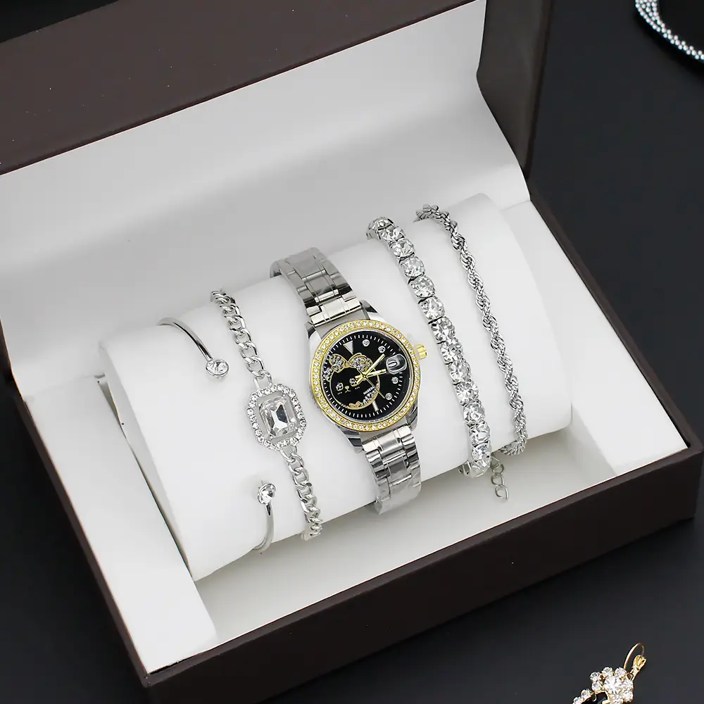 Gold Women's Diamond Watch with 4 Bracelet — feature 2