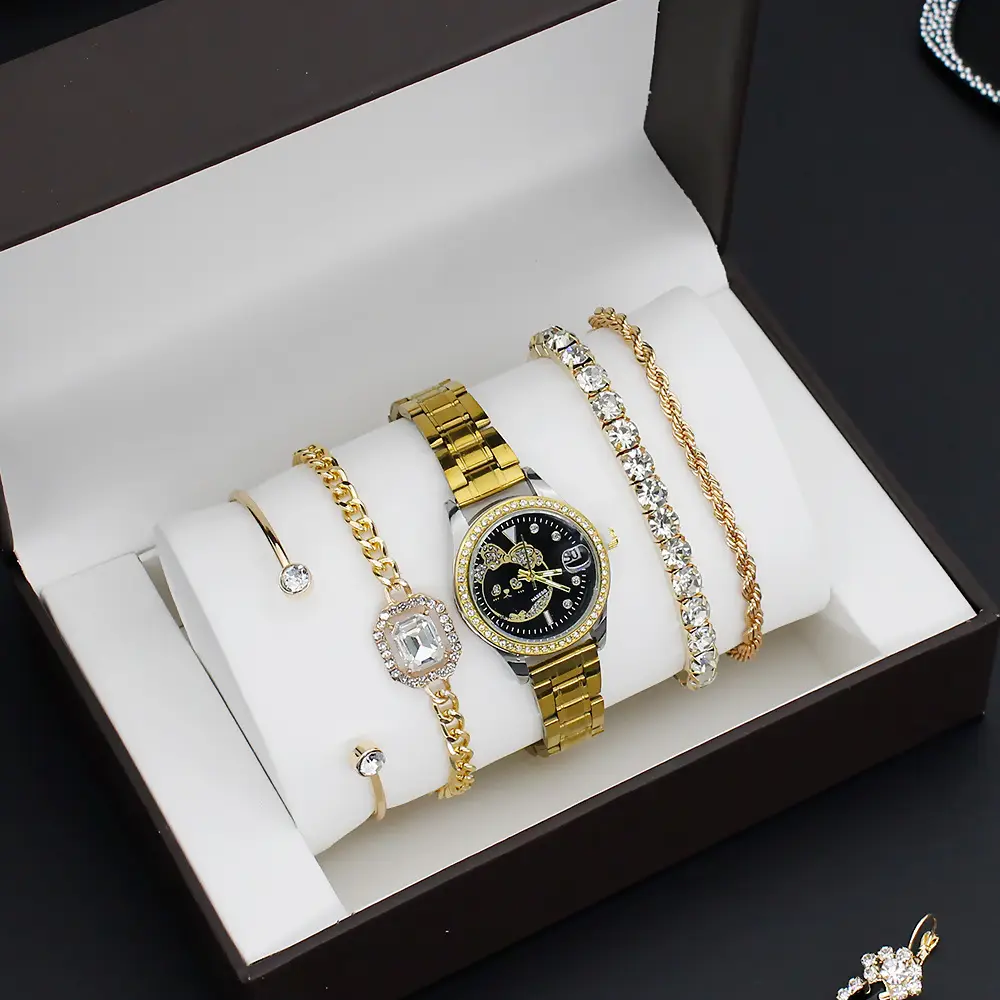 Gold Women's Diamond Watch with 4 Bracelet — feature 4
