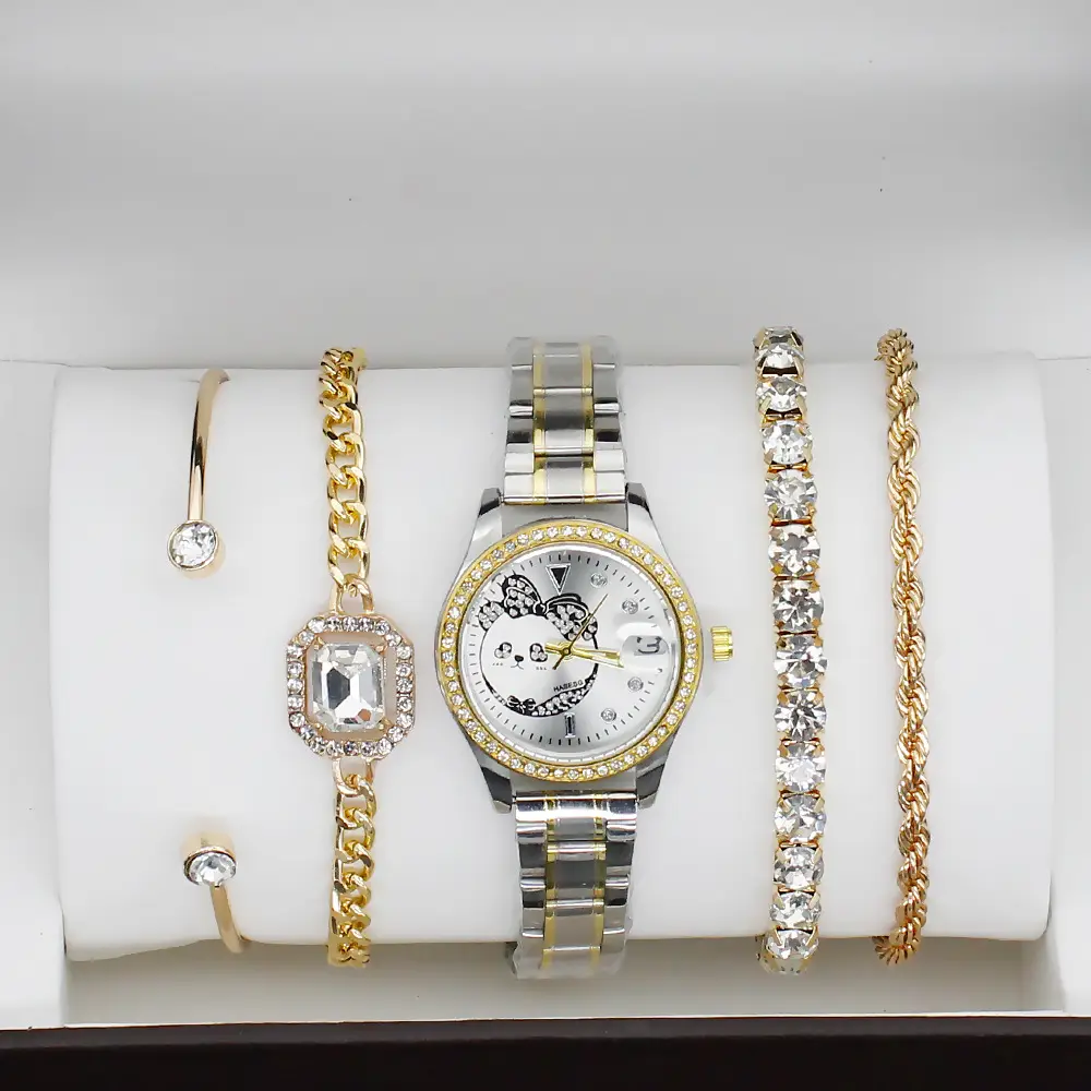 Gold Women's Diamond Watch with 4 Bracelet — feature 8