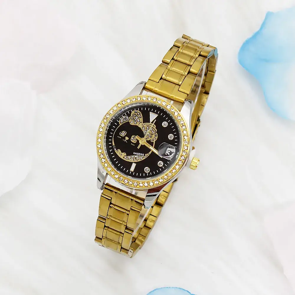 Gold Women's Diamond Watch with 4 Bracelet - Image 15