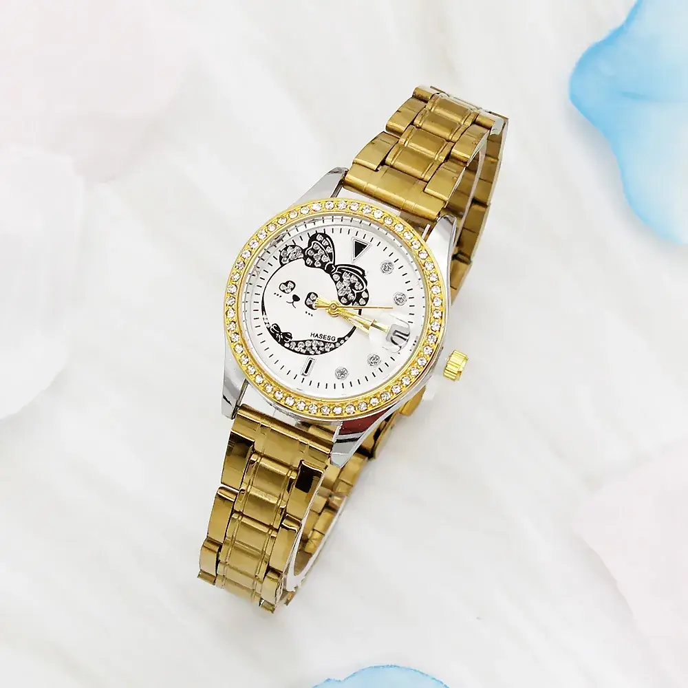 Gold Women's Diamond Watch with 4 Bracelet - Image 16