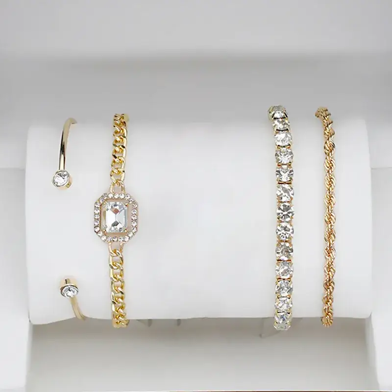 Gold Women's Diamond Watch with 4 Bracelet - Image 19