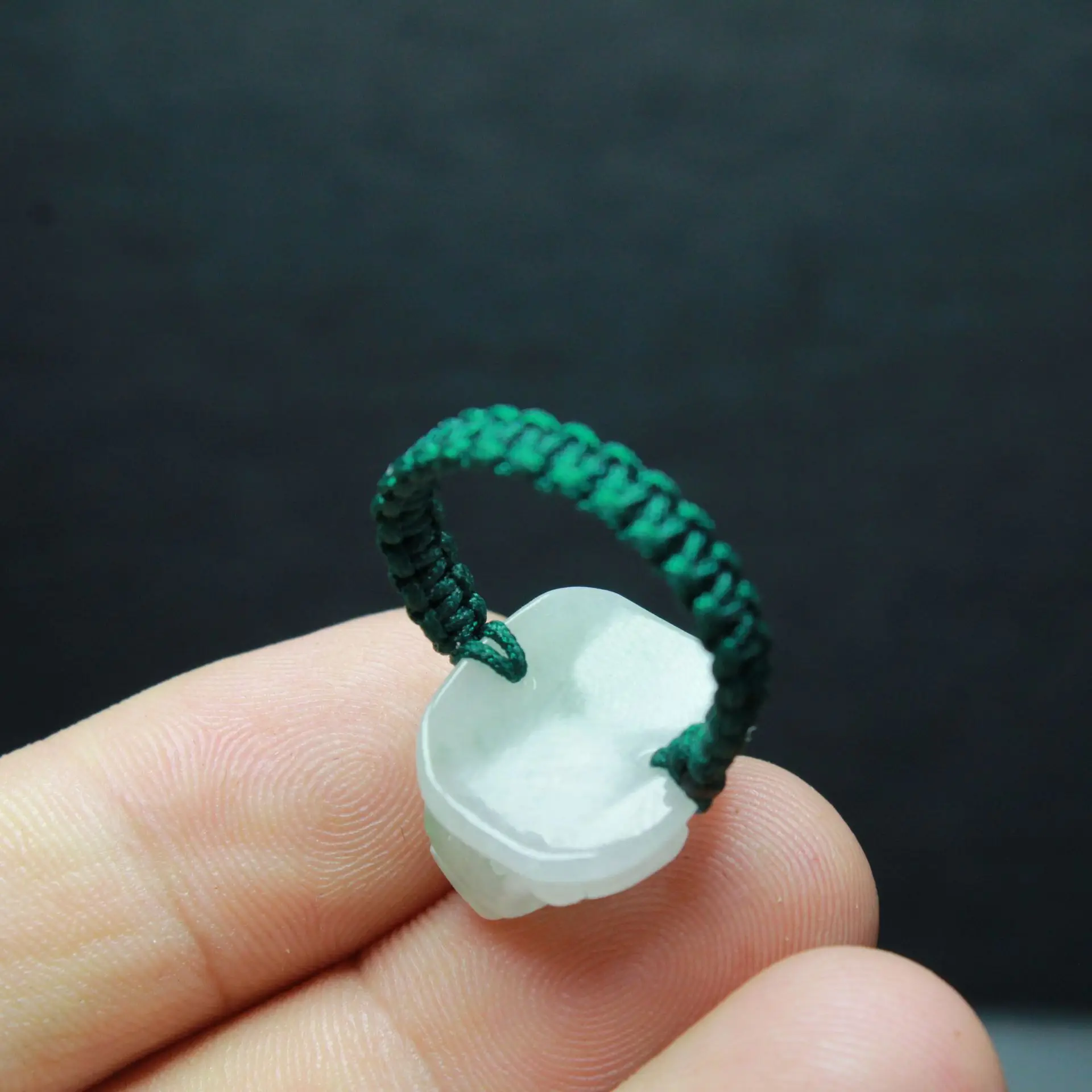 Emerald Jade Pixiu Ring Green Rope Women