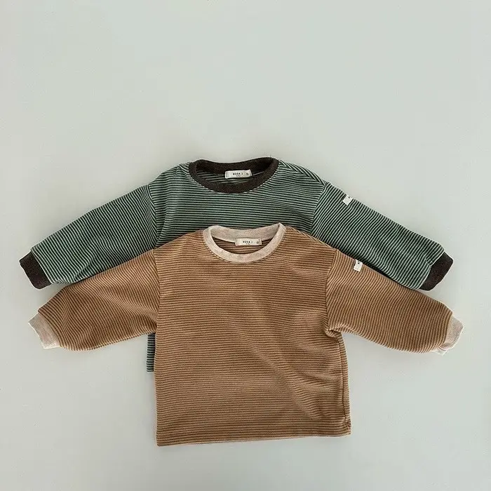 Baby Brown Striped Korean Style Top