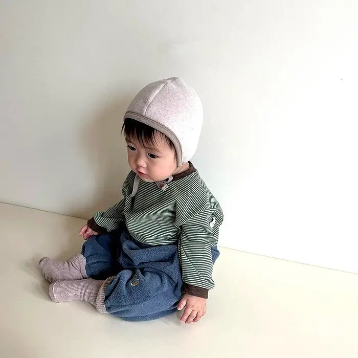 Baby Brown Striped Korean Style Top