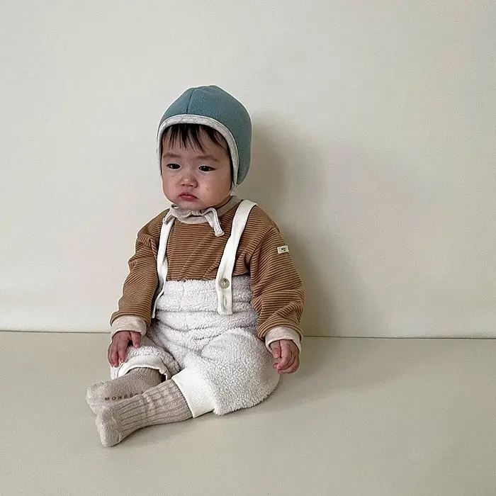 Baby Brown Striped Korean Style Top