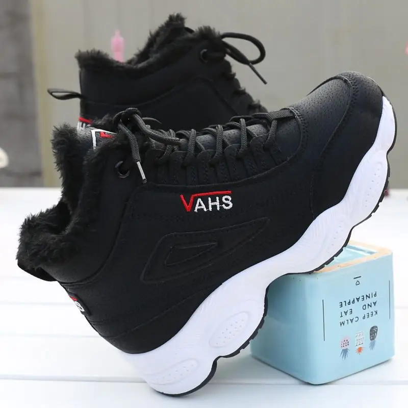 Cotton-padded shoes women's high-top 2023 Winter new fleece-lined sneaker warm platform casual shoes flat versatile student shoes - Image 4