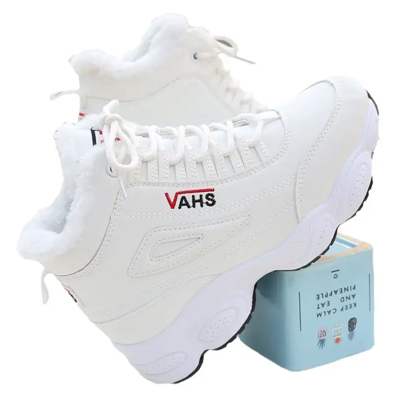 Cotton-padded shoes women's high-top 2023 Winter new fleece-lined sneaker warm platform casual shoes flat versatile student shoes - Image 5