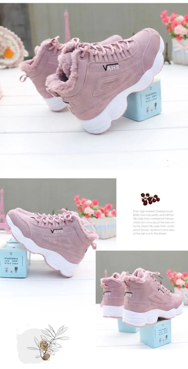 Cotton-padded shoes women's high-top 2023 Winter new fleece-lined sneaker warm platform casual shoes flat versatile student shoes — feature 10