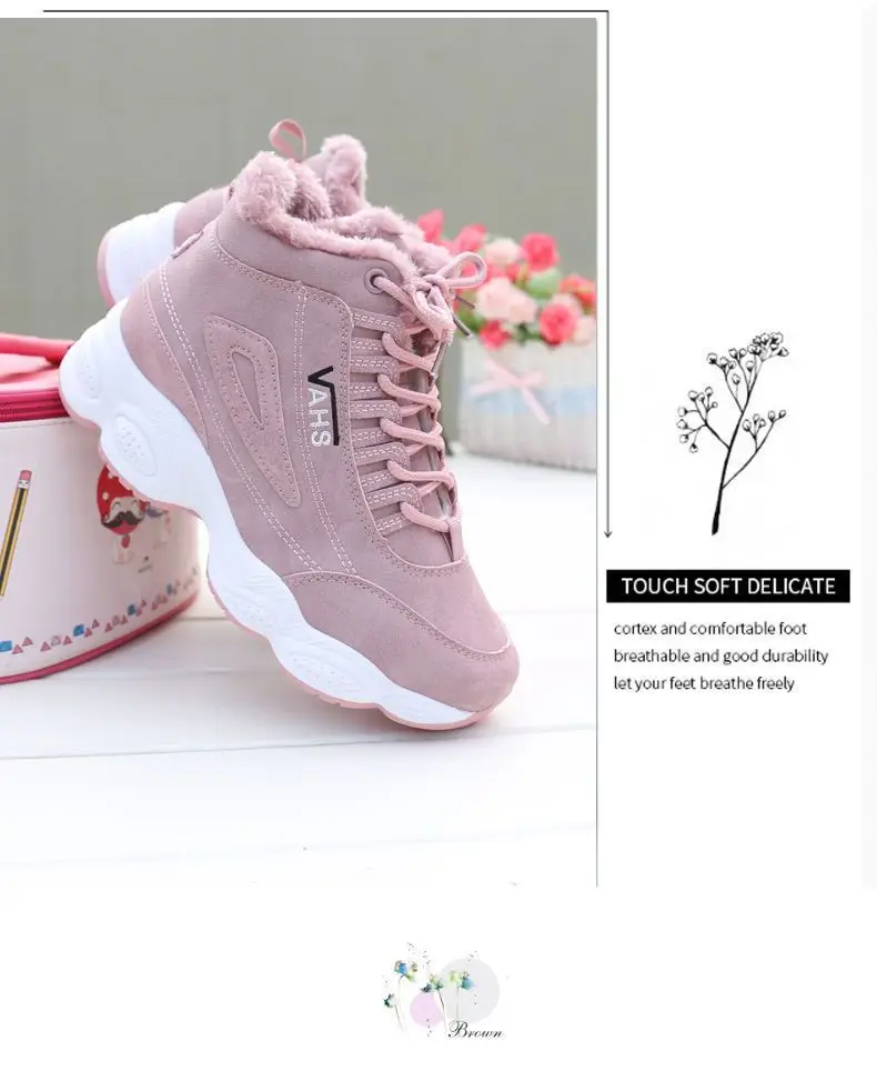 Cotton-padded shoes women's high-top 2023 Winter new fleece-lined sneaker warm platform casual shoes flat versatile student shoes — feature 11