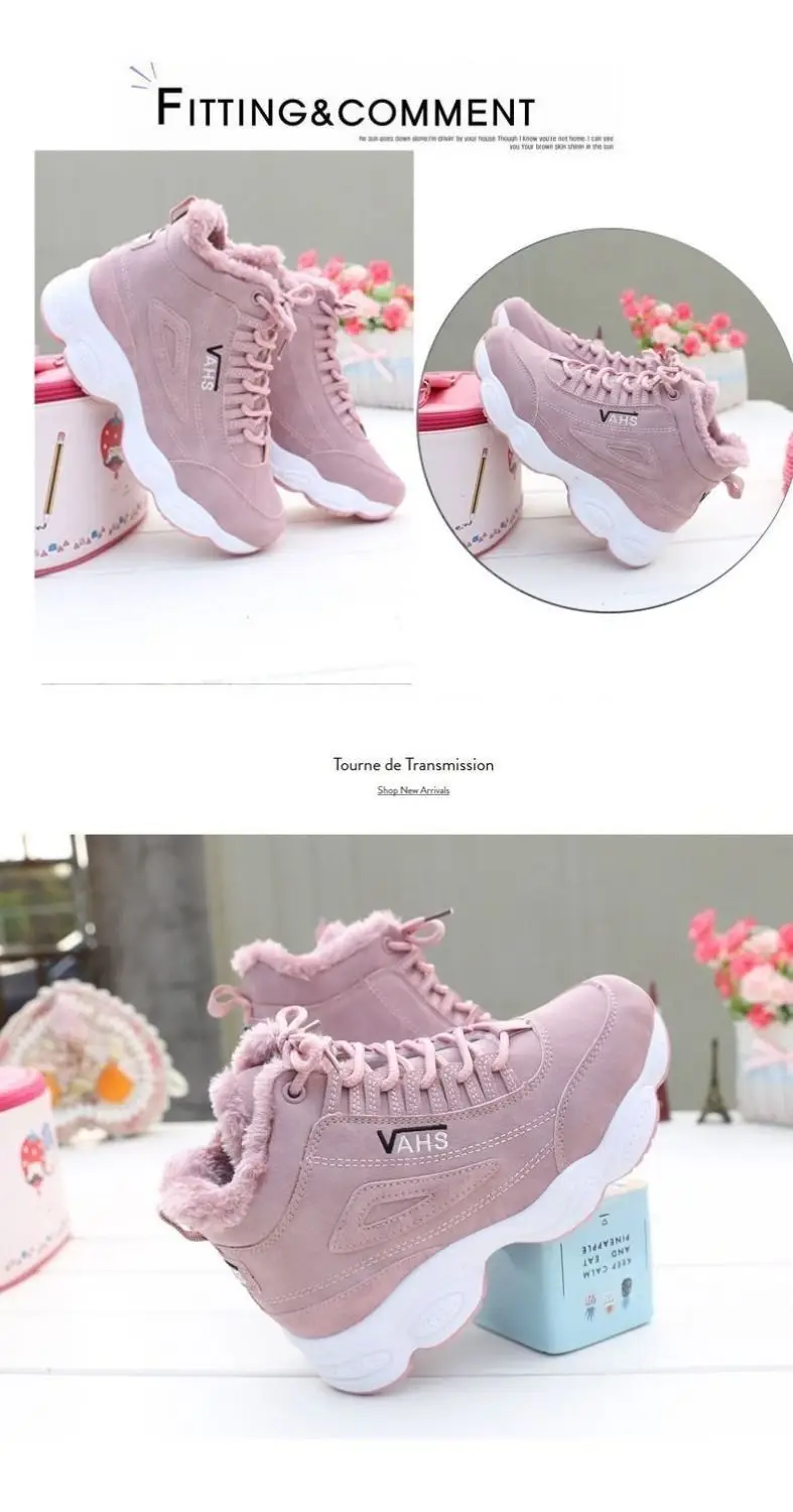 Cotton-padded shoes women's high-top 2023 Winter new fleece-lined sneaker warm platform casual shoes flat versatile student shoes — feature 12