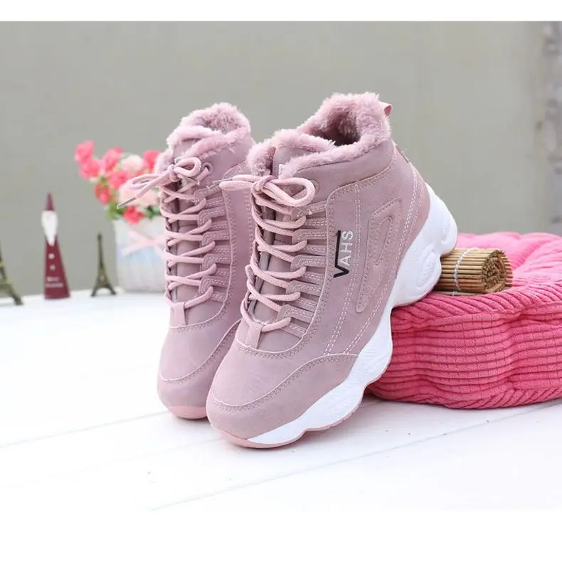 Cotton-padded shoes women's high-top 2023 Winter new fleece-lined sneaker warm platform casual shoes flat versatile student shoes — feature 13
