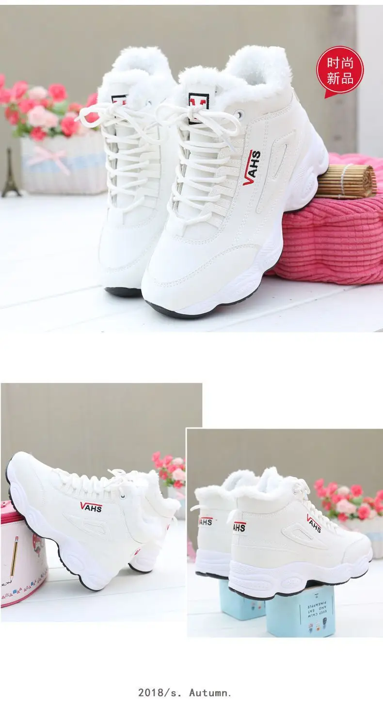 Cotton-padded shoes women's high-top 2023 Winter new fleece-lined sneaker warm platform casual shoes flat versatile student shoes — feature 6